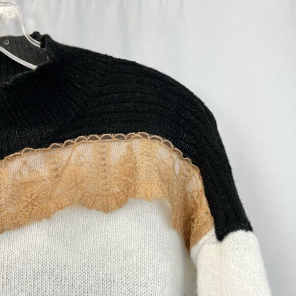 Shein Womens Sweater Dress Multicolor Striped Lace Crew Neck Long Sleeve Knit L - Picture 4 of 11